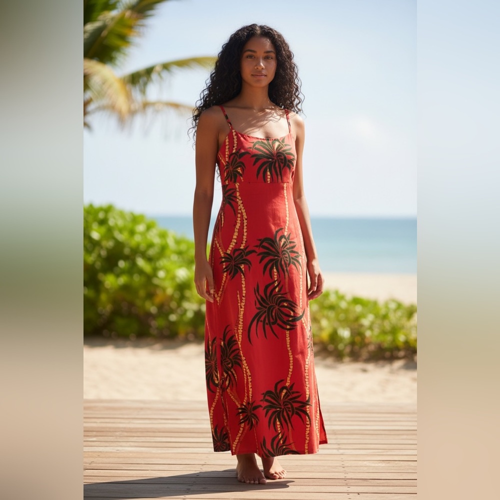 ORANGE PALM LEAF DRESS